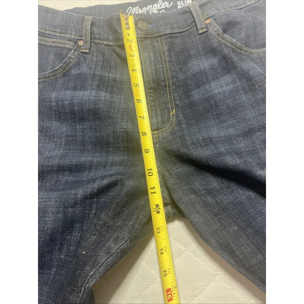 Wrangler Retro Jeans Men 36x34 Slim Boot Cut Blue Denim Workwear Rodeo Stretch
